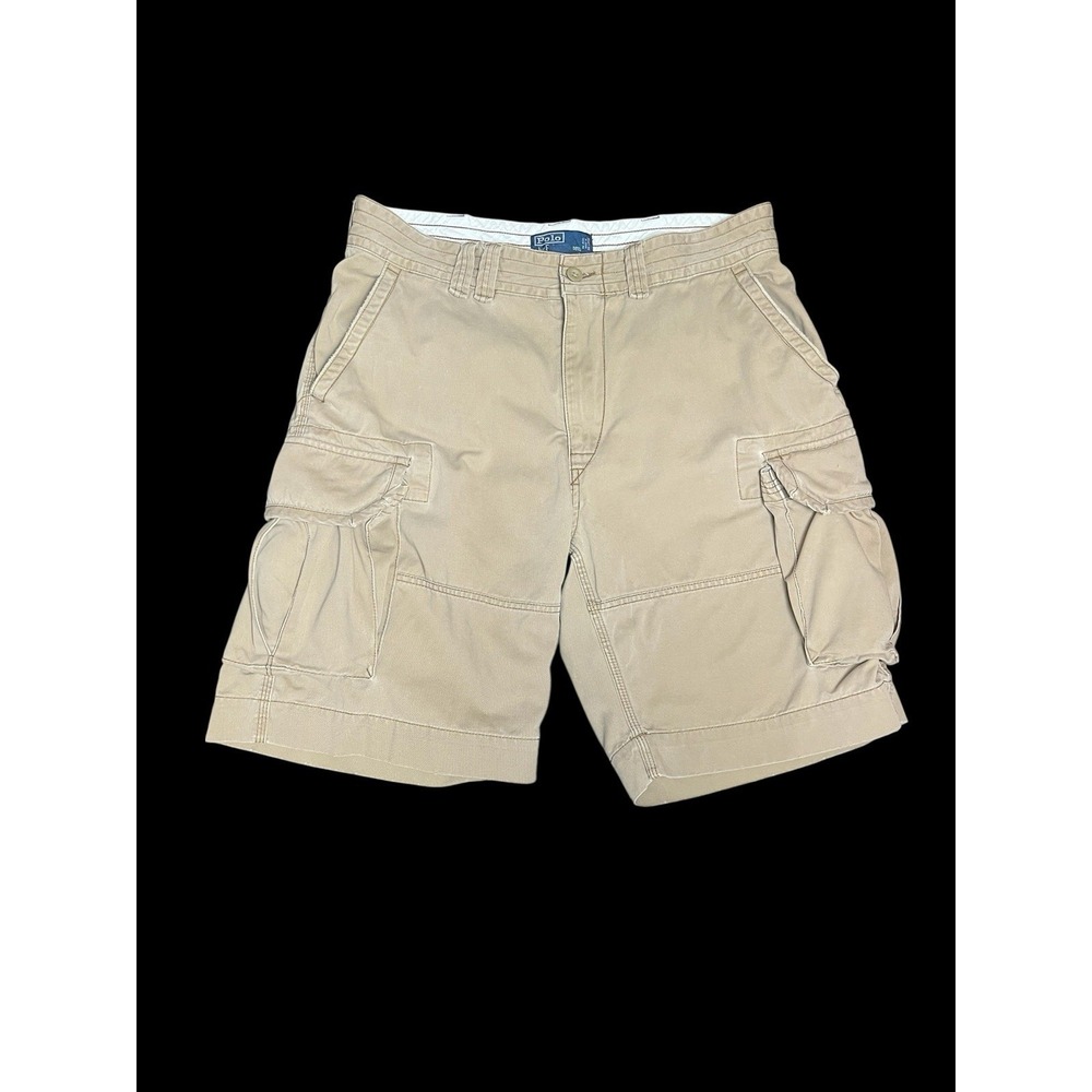 Vintage Polo Ralph Lauren Khaki Beige Utility Cargo Shorts Mens 34 Tactical